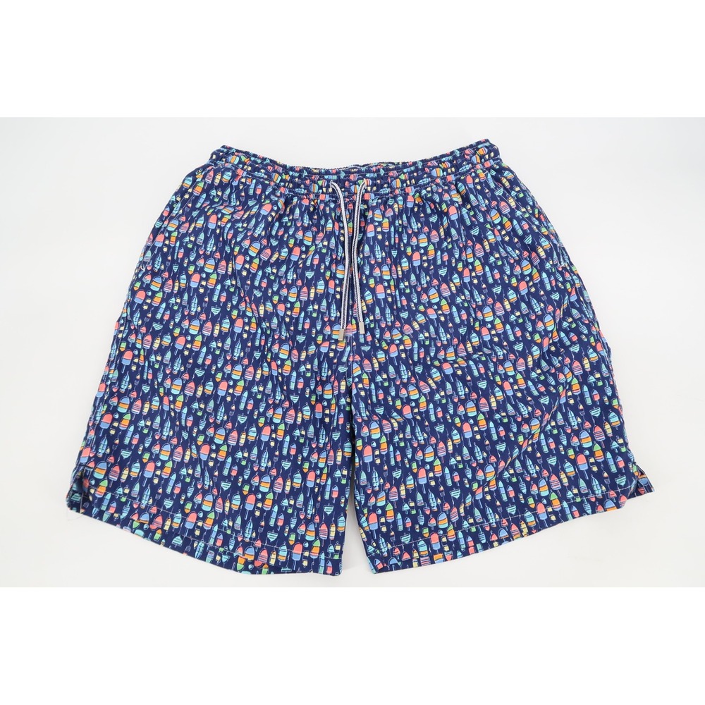 Peter Millar Swim Trunks Mens Large Blue Buoy Fishing Bobbers Lined Shorts
